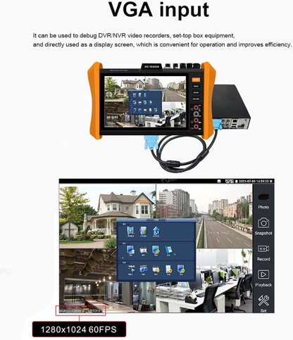 8K IP Camera Tester Multifunctionele CCTV Tester 8 inch scherm 8K H.265 8MP TVI/CVI/AHD/SDI/CVBS Kabel Tester DMM TDR VFL Ondersteuning 55V POE++, SFP poort HDMI & VGA (Model: H12CLMOVTADHSEF)