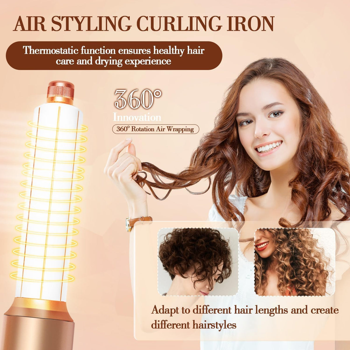 7-in-1 haardroger, snelle haardroger, stylinggereedschapsset, heteluchtborstel, diffuser, mondstukken, stijlkam, krulstaaf, volumizer (wit)