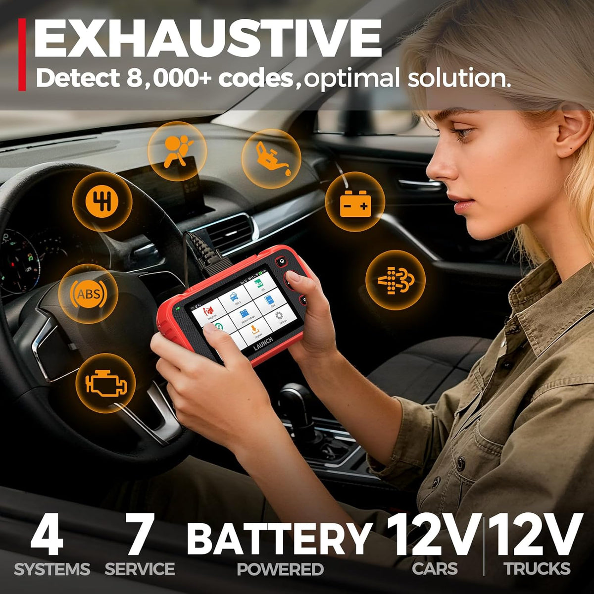 OBD2 Scanner – Diagnosetool – Foutcode Lezer – Auto Scanner – Truck Scanner – 7 Resetfuncties – Gratis Levenslange Updates