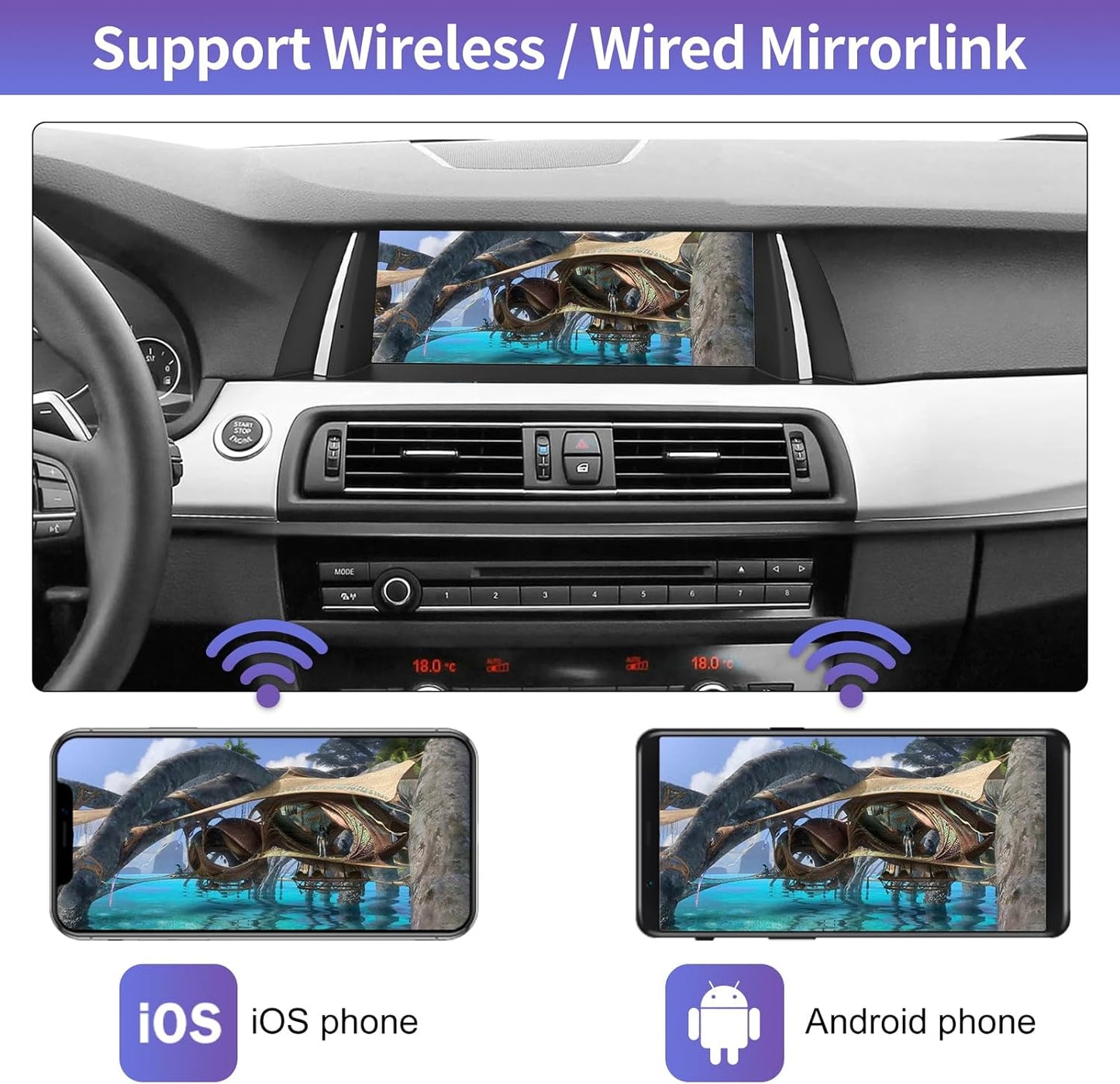 Road Top 10.25 Inch Car Radio Touch Screen Wireless CarPlay Android Car for BMW 5 Series F10/F11 2010-2011 Year with CIC System, Car Stereo Multimedia Radio Receiver - QUORE