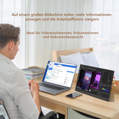 14,1 inch 1920 x 1200 touchscreen-monitor, IPS-scherm draagbare monitor met 2 full-features USB-C, HDMI, USB-A, 10-punts touch, geavanceerde draagbare monitor voor laptop, pc, telefoon, Mac
