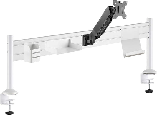 Unilux Ergo 400124600 Draagbaar station, ergonomisch, voor kantoor met monitorhouder tot 27 inch, afmetingen 125 x 40 x 15 cm, wit, 400124600