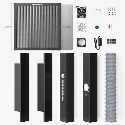 SCULPFUN H5 Lasersnijtafel met honingraatstructuur, 650 x 650 mm rookafzuiging en anti-ag-design voor S9, S10, S30 PRO Ultra SF A9, 40 W lasergraveermachine
