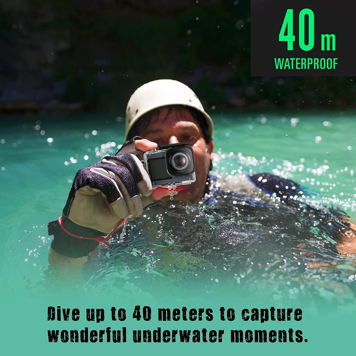 icefox Action Cam 4K Ultra HD 20MP camera onderwatercamera waterdicht 40M 170 graden ultra-groothoek WiFi camcorder EIS stabilisatie met dual 1350 mAh batterij