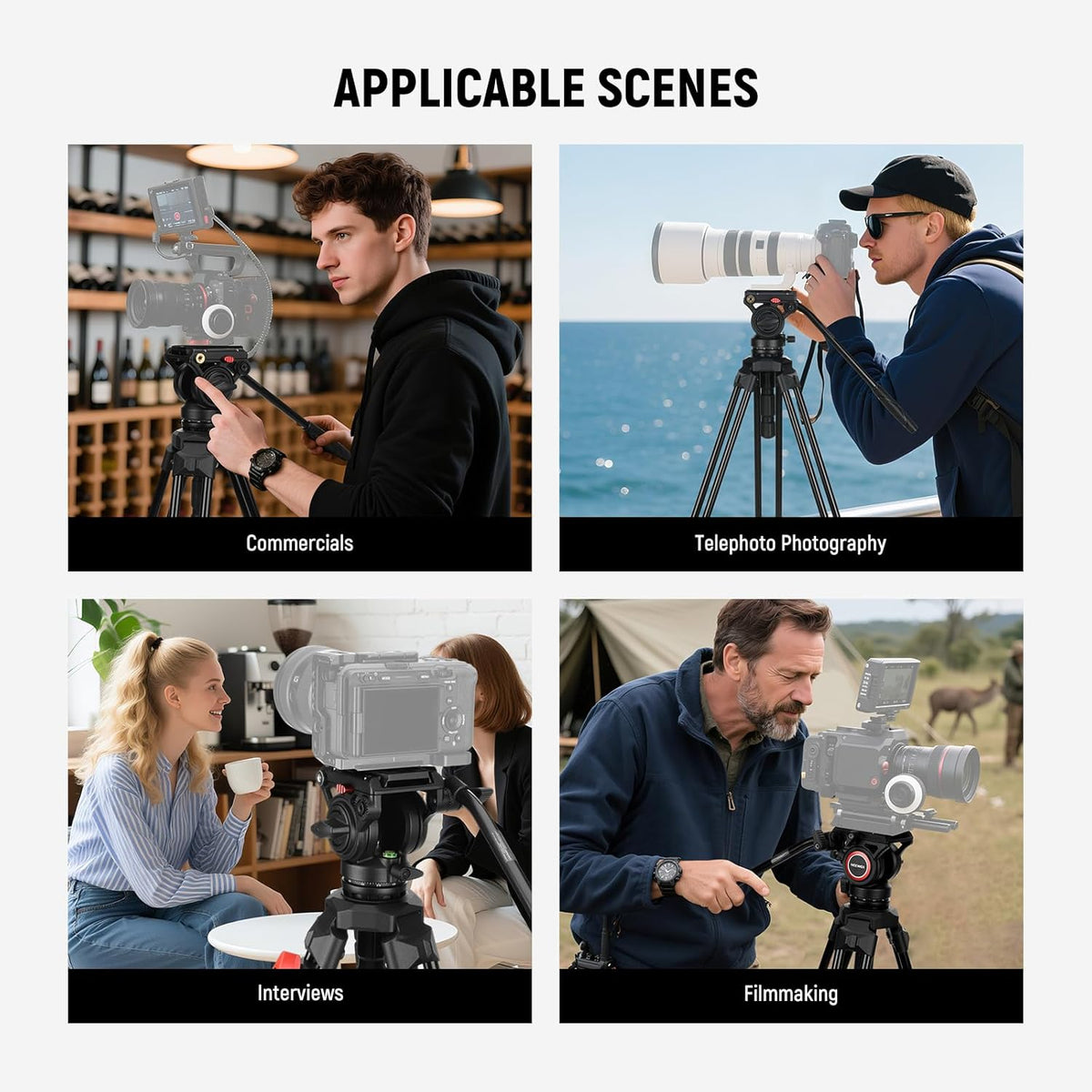 NEEWER Camerastatief met vloeiende kop, robuust, licht, compact, draagbaar, reishouder voor DSLR-camcorder, compatibel met DJI Gimbals, compatibel met Manfrotto QR-platen, max. 13,2 kg, TP73