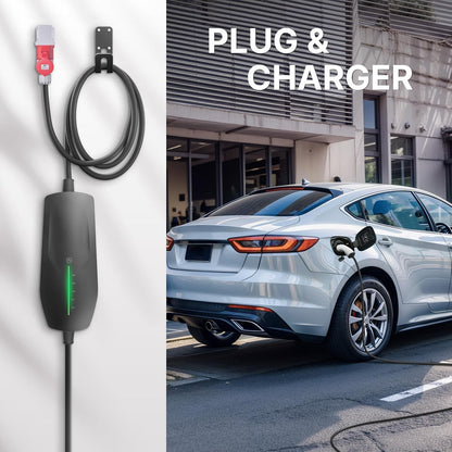 Type 2 Mobile Wallbox 11 KW met 16 A CEE-stekker, [3-fasig | 6A -16A | 6m laadkabel ] draagbare EV oplader, IP66 waterdicht mobiel laadstation voor EV PHEV draagbare tassen
