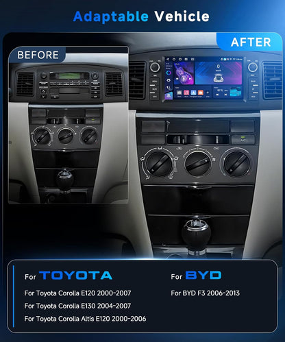 4G+64G Autoradio Android 15 für Toyota Corolla E120 2000-2007/E130 2004-2007/Altis E120 2000-2006/BYD F3 2006-2013,7'' HD Touchscreen mit Carplay Android Auto GPS Wi-Fi Bluetooth FM RDS Kamera