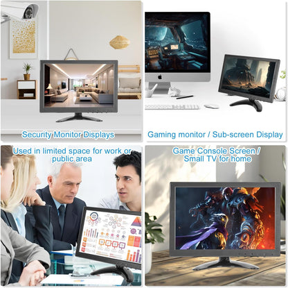 10 inch FHD kleine IPS Monitor LCD Scherm 1920x1200 60Hz 16:10 met BNC VGA AV Ingang Ingebouwde Lounspeakers voor CCTV Beveiligingscamera DVR PC STB Game Console
