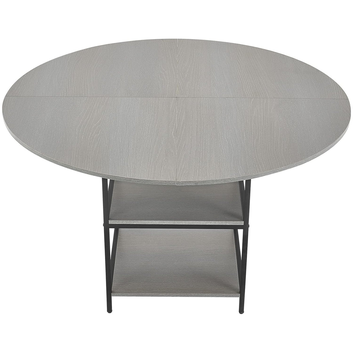 VEVOR Ronde eettafel 1200 mm houten tafel belasting 136,1 kg moderne ronde meubels met plank en metalen poten voor keuken thuis woonkamer grijs alleen tafel