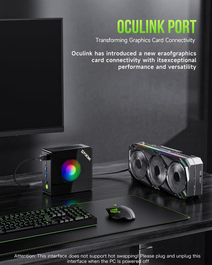 GMKtec K11 Mini Gaming PC Ryzen 9 8945HS 32 GB DDR5 RAM 512 GB SSD (8C/16T, tot 5,2 GHz) Mini Desktop, HDMI/Oculink/DisplayPort/USB4 x 2