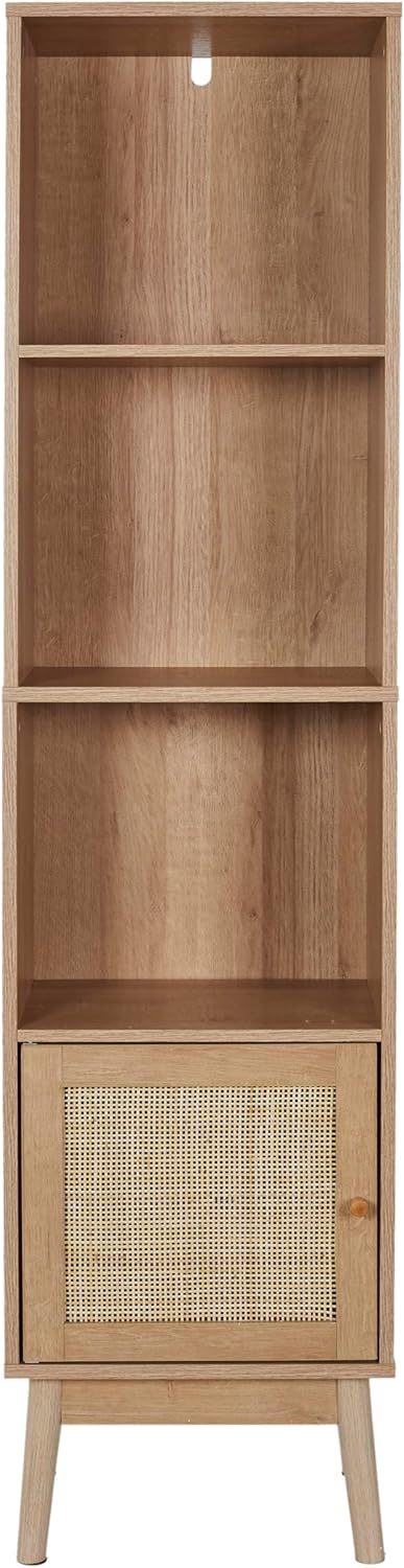 HOME DECO FACTORY, HD0225, 1-deurskolom, Bali-model, Natural Crush-collectie, meubel, kast, badkamermeubel, 40 x 160 x 30 cm, bruin - QUORE