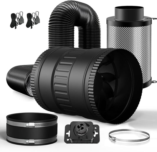 150 mm Ventilatieset – Complete Set – Inline Buisventilator – Afzuigventilator – Koolstoffilter – 587 m³/u – 6 W