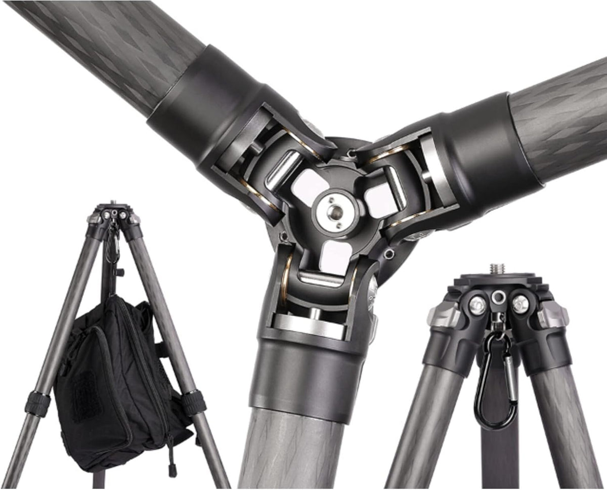 Leofoto - Ranger - Carbon Statief - Max. Hoogte: 48 cm - Min. Hoogte: 8 cm - Benen verstelbaar in 3 Hoeken - Ideaal voor Macrofotografie - LS-365C