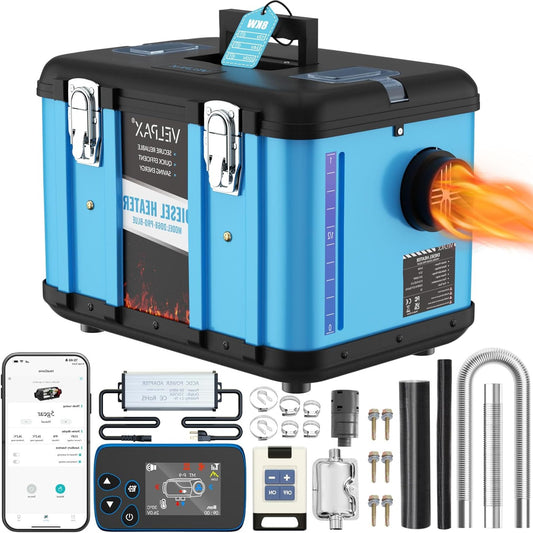 Diesel Air Heater, 12 V, Auxiliary Heater, 5 kW Diesel Air Heater, Standing Diesel Air Heater with LCD Display for Trucks - QUORE
