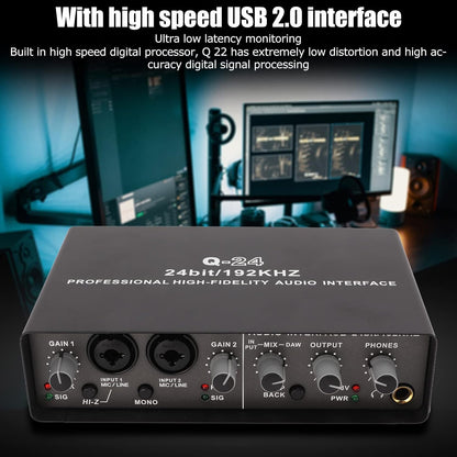 Geluidskaart, Externe USB-karaoke-opname Mobiele Audiomixer, Draagbare Computeropname Externe USB-geluidskaart voor Livestreaming, Pc, Opnemen en Gamen