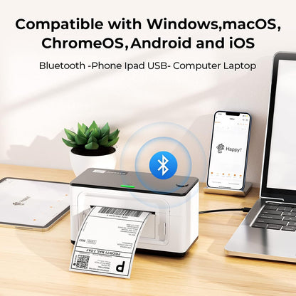 MUNBYN Bluetooth Labelprinter DHL 4XL, Bluetooth Thermische Labelprinter, Thermische compatibel met DHL, UPS, Amazon, Ebay & Shopify, one-click setup op pc en Mac