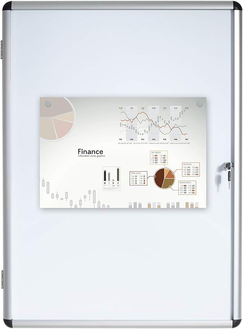 Bi-Office Magnetische vitrine Enclore, gelakt stalen oppervlak, acryl deur, aluminium frame, 72 x 67,4 cm (6X A4), wit
