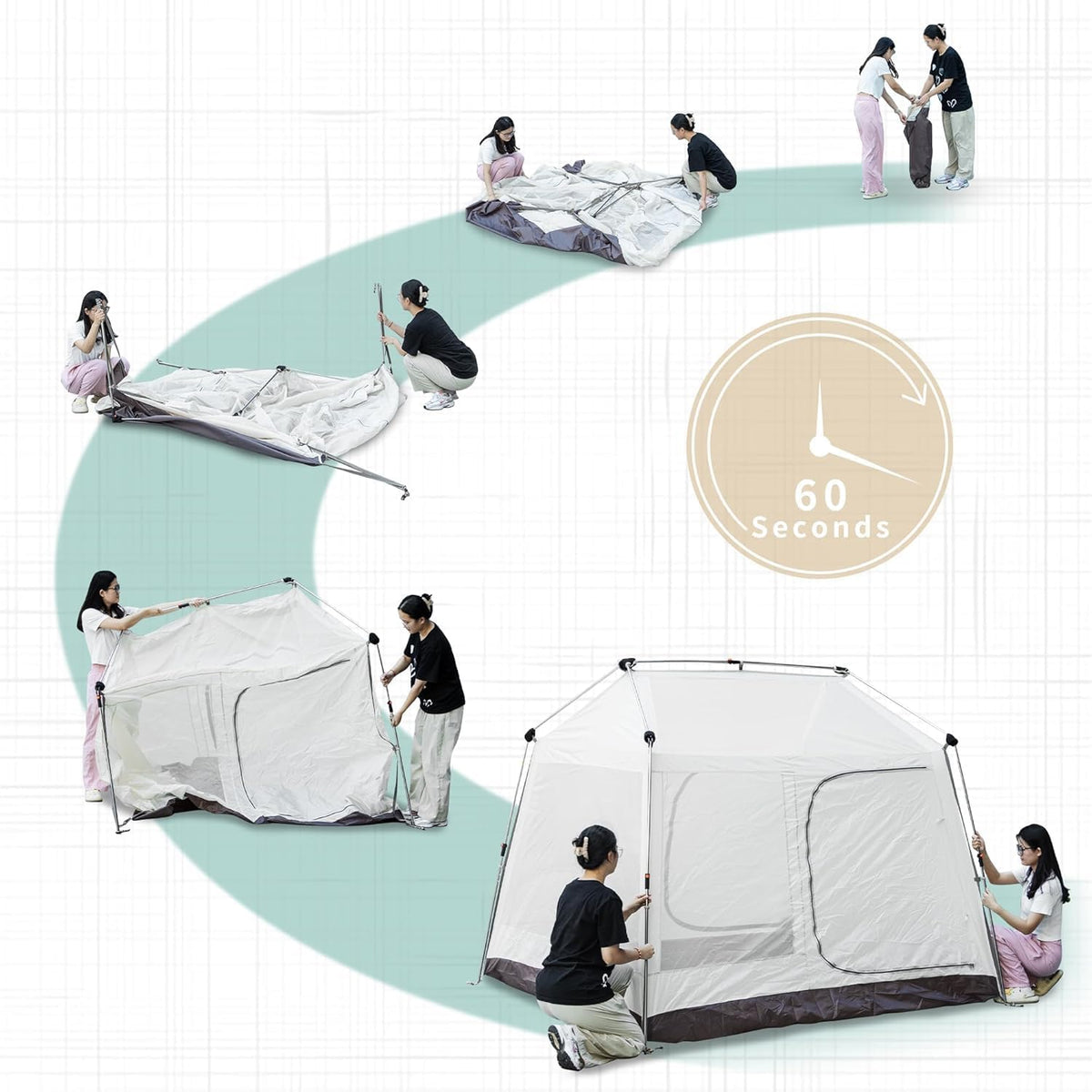 EULANT Campingtent voor 2-4 personen, ideaal voor outdoor/tuin/vissen/festivals, mooie luxe tent met buitentent en extra afdekking, waterdicht 3000 mm