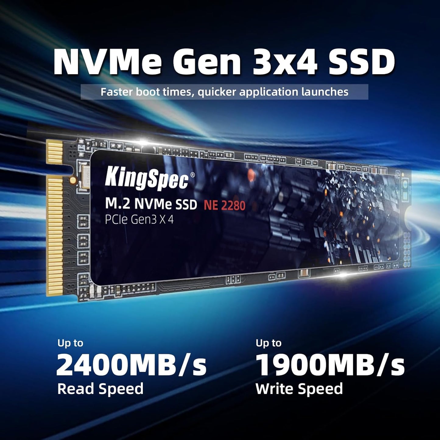 KingSpec 512GB SSD, M.2 NVMe Gen3x4 SSD 2280 - tot 2400 MB/s, interne SSD harde schijf met 3D NAND Flash, compatibel met desktop en laptop