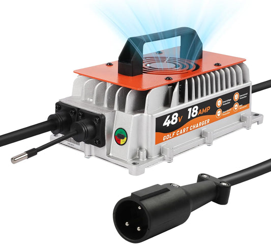 48V 18A Acculader – Golfwagen Oplader – Batterijlader – Golfkar Lader – Elektrische Wagen Lader – IP67 Waterdicht – 5-Traps Intelligente Laadtechnologie