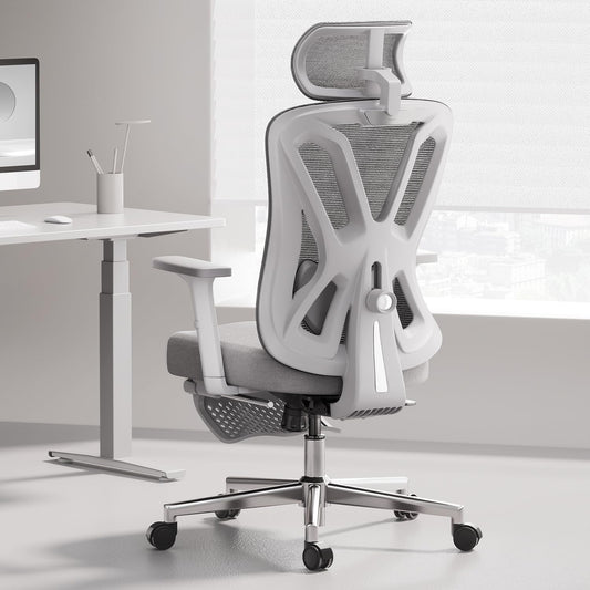 Bureaustoel – Ergonomische Stoel – Office Chair – Computerstoel – Kantoorstoel – Verstelbare Lendensteun – Ademend Mesh – Geïntegreerde Voetensteun