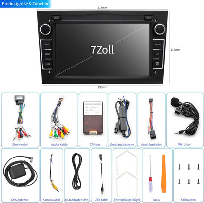 Autoradio voor Opel Astra Corsa Zafira, Android 13-systeem 2G+32GB met GPS-navigatie CarPlay Android Auto Wi-Fi Bluetooth MirrorLink, 7-inch touchscreen FM-radio Stuurwielbediening, Zwart