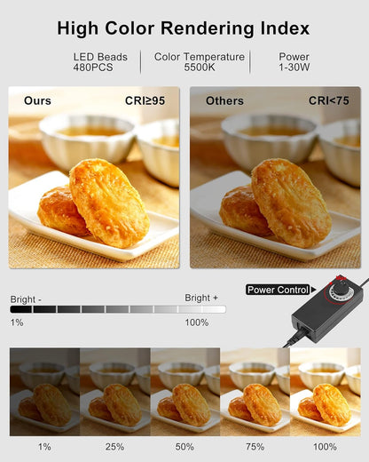 Fotobox Met Verlichting – Fototent – Lichttent – Lichtbak – Productfototent – 40,6 X 40,6 Cm – 480 Ledlampen – 5500 K CRI 95+