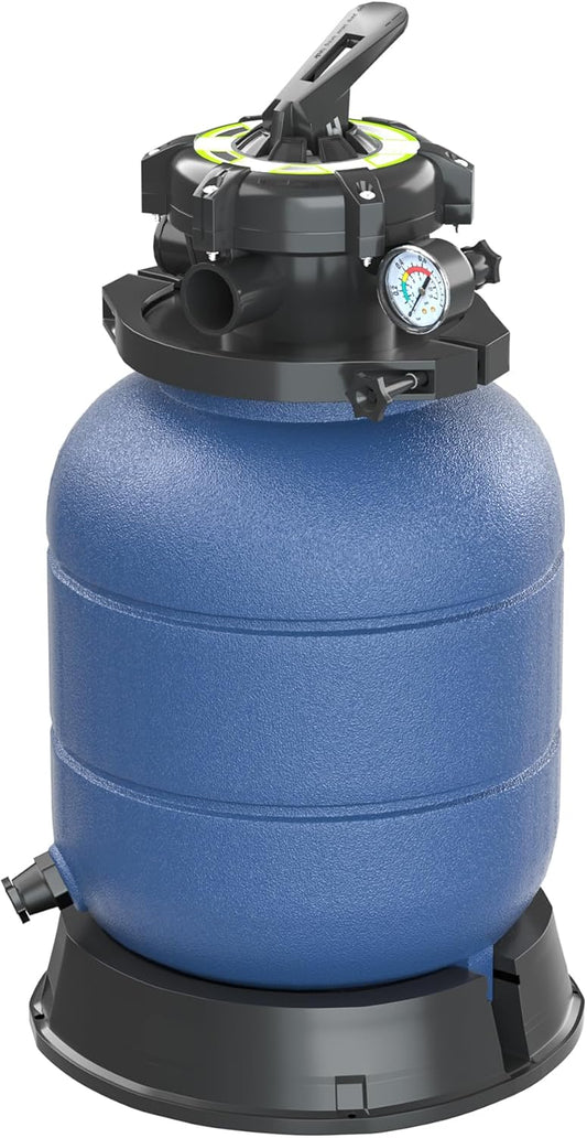 Wiltec zandfilter tot 21,5 kg zand voor zwembaden, filterketel voor pool tot 35 m³, filter voor zwembad met 5 instelbare standen, zandfiltersysteem