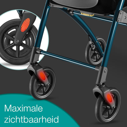 ELONEO Lichtgewicht Rollator voor Binnen - 54 cm Breed, Opvouwbaar Looprek met Dienblad en Stoffen Mandje, Smalle Rollator van Aluminium, Inklapbaar Mobiliteitshulpmiddel, Antraciet
