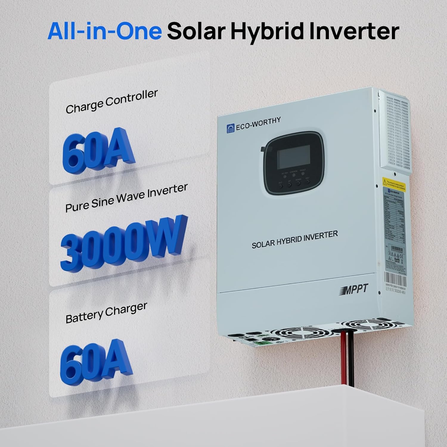 ECO-WORTHY 48 V 3000 W hybrid inverter for independent from the grid - QUORE