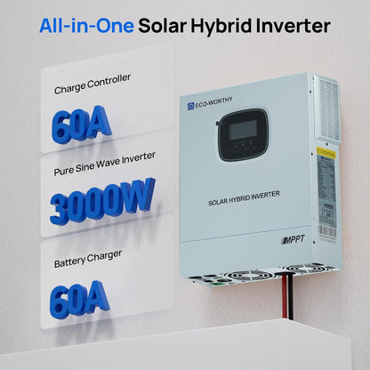 ECO-WORTHY 48 V 3000 W hybrid inverter for independent from the grid - QUORE