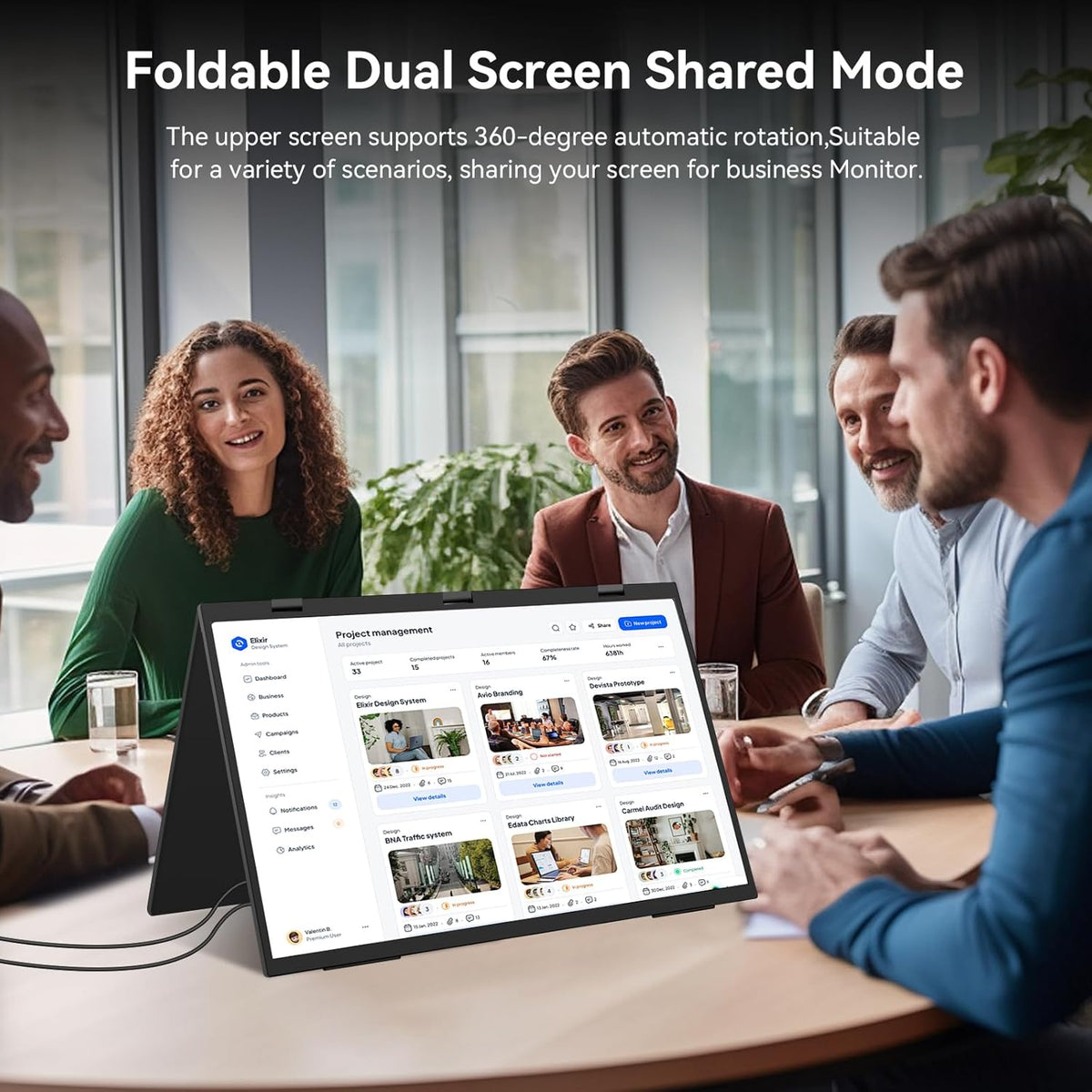 Kenowa Dual Portable Monitor 18.5 inch Foldable Dual Screen 120Hz 100% sRGB, IPS Expansion Screen, Foldable Monitor with Mini HDMI/USB-C/Speaker for Laptop/PC/Phone/Mac/PS4/Switch - QUORE