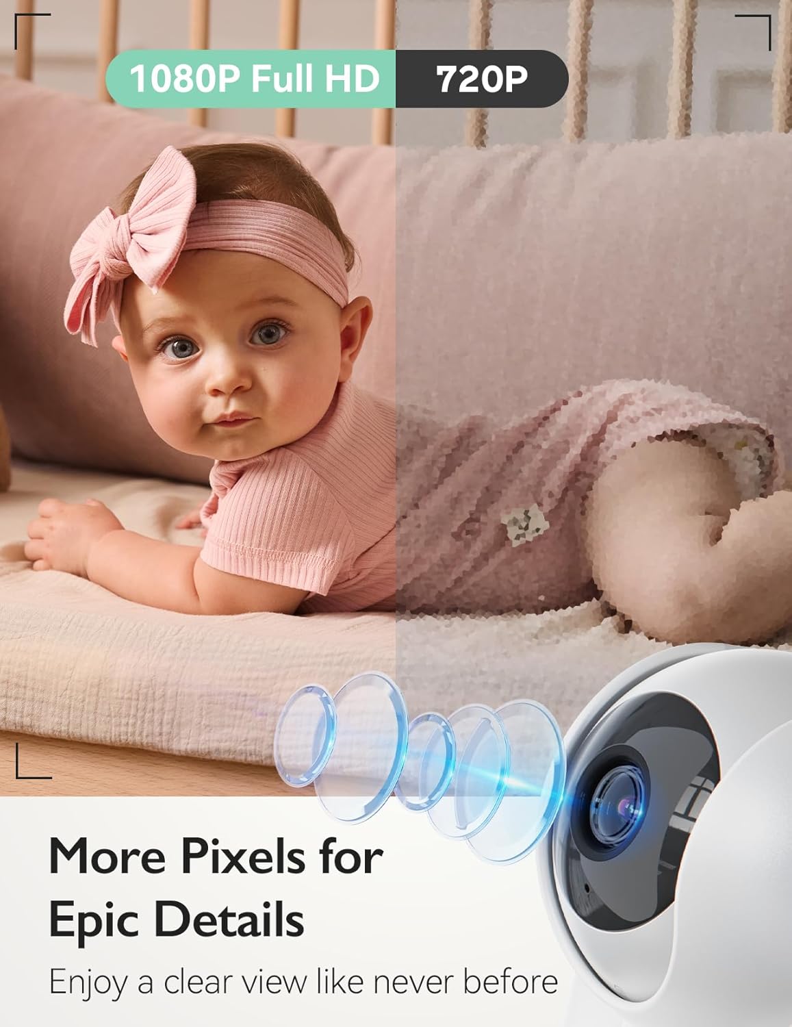 momcozy BM03 Video Babyfoon, 5,5 inch 1080p FHD Babyfoon met camera zonder wifi, infrarood nachtzicht, VOX, 2-weg audio, 500 m bereik, lokale opname