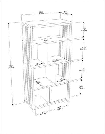 Hanah Home Elegant Green & Gold Bookshelf, 60 cm x 120 cm x 29,6 cm, 100% Melamine Coated Particle Board, 18 mm dik, stijlvolle opslag voor moderne ruimtes