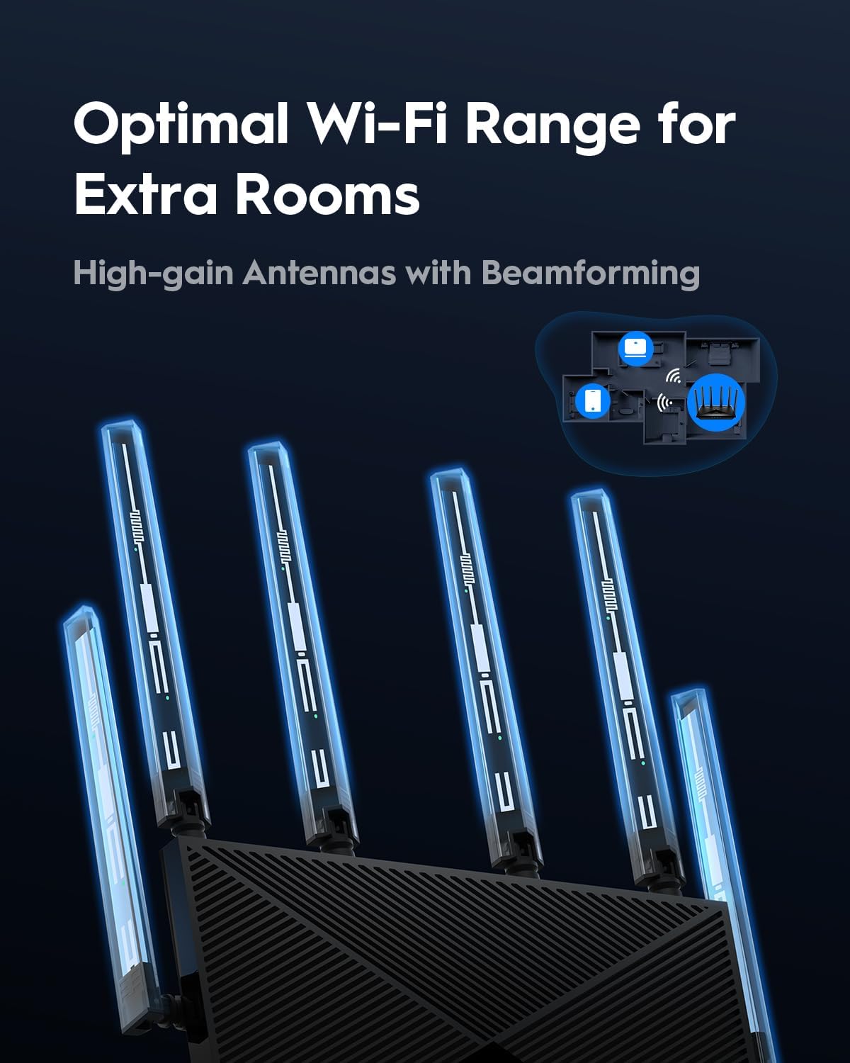 Cudy BE6500 WiFi 7-router Dualband-gamingrouter, 2,5G-WAN-poort, 6500 Mbit/s, VPN-client en -server, Cudy-app en mesh-compatibel, Broadcom 2 GHz quad-core CPU, WR6500H