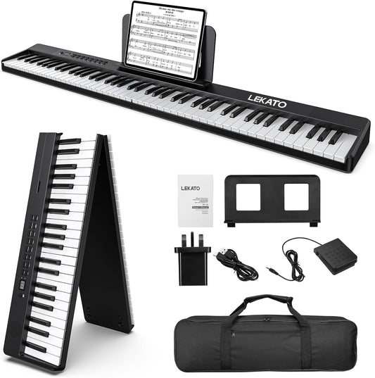 Opvouwbaar Keyboard 88 Toetsen – Piano Keyboard – Elektrische Piano – Digitale Piano – Vouwpiano – 88 Semi-Gewogen, Aanraakgevoelige Toetsen – Bluetooth & USB MIDI