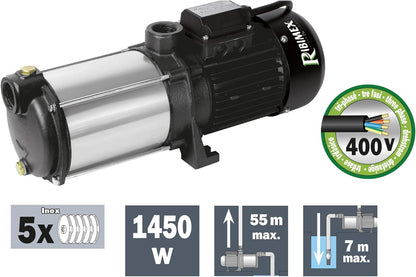 Meercellige Oppervlaktepomp – Waterpomp – Zelfaanzuigend – Irrigatiepomp – Tuinpomp – 2300 Watt – 5 Turbines – Gietaluminium Behuizing – Max. 5,8 Bar Druk