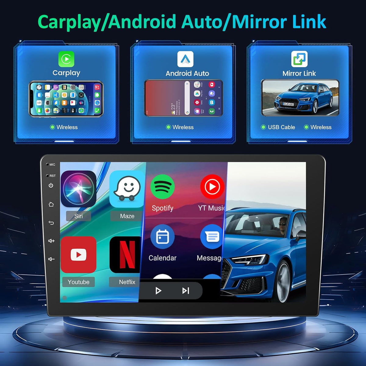 4G+64G Android Autoradio voor Mazda 3 2003-2009 met 1280 * 720 Touchscreen, 9 Inch Radio met Draadloze CarPlay & Android Auto, 32EQ DSP, WiFi, GPS, FM RDS, Bluetooth 5.0, SWC+Achteruitrijcamera