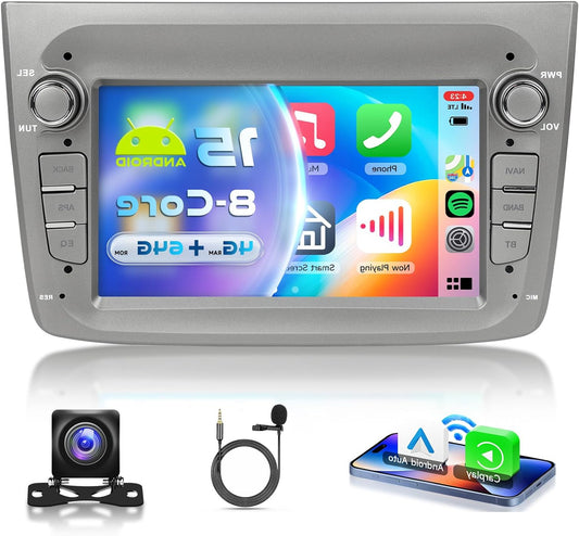 8 Core 4G+64G Car Radio Android 15 für Alfa Romeo MITO 2008-2016, 7 Zoll HD IPS Touch Screen Car Radio mit Drahtlos Carplay Android Car GPS Wi-Fi Bluetooth USB FM RDS Radio Rückfahrkamera - QUORE
