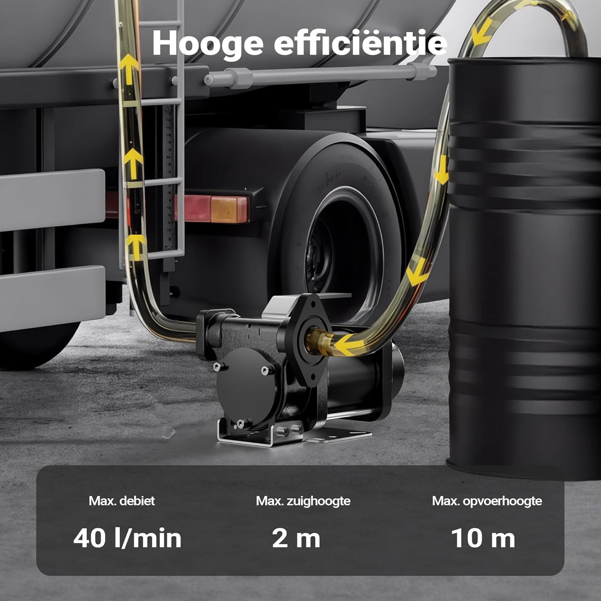 Wiltec brandstof hevelpomp 12 V, 180 W brandstofpomp 40 l/min, overhevelingspomp voor diesel/benzine, transferpomp 4200 rpm