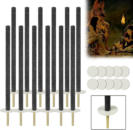Wasfakkels – Tuinfakkels – Buitenfakkels – Kamplelies – Waxfakkels – 100 Stuks – 100% Natuurlijk Zwart Katoen – Extra Lange Houten Steel 72 cm