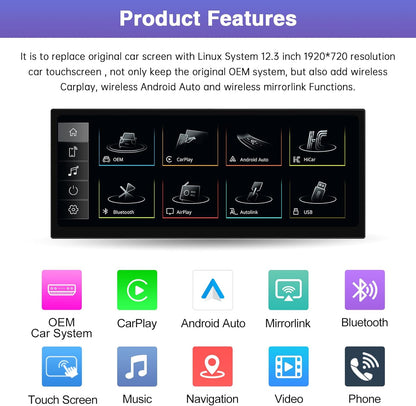 Road Top 12.3 Inch Autoradio Draadloos CarPlay Touchscreen voor Audi A1 2012-2018 Jaar, Autoradio Stereo Multimediascherm, Ondersteuning Draadloos Android Auto, Navigatie, Mirrorlink