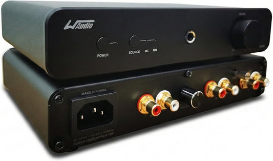 WAudio High Fidelity Phono voorversterker voor MM/MC draaitafels (zwart)