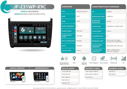 Autoradio Volkswagen Polo – Autoradio GPS – Navigatiesysteem Auto – Multimedia Speler – Inbouw Radio – 9 Inch Touchscreen – 8-Core Processor – Bluetooth & WiFi Connectivity