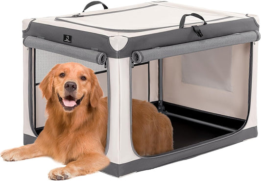Hondenreiskrat met afsluitbare ritssluiting en gepatenteerd schroefframe, opvouwbare huisdierenkisten voor grote honden, waterdichte bodem, wasbare hoes, ideaal voor buiten, SUV, auto, camping, thuis