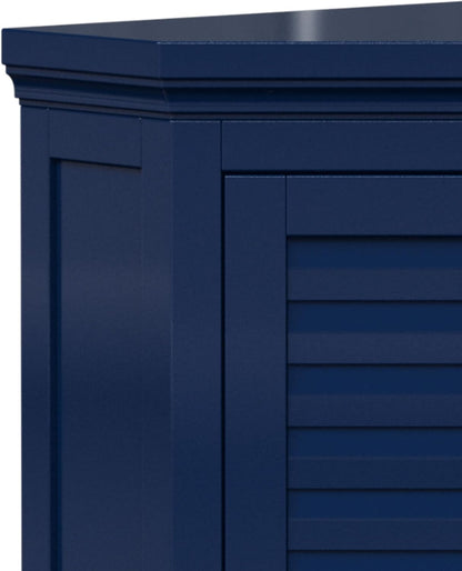 Elegant Home Fashions Glancy Hoekkast Muur Navy Lamellendeur Stijl