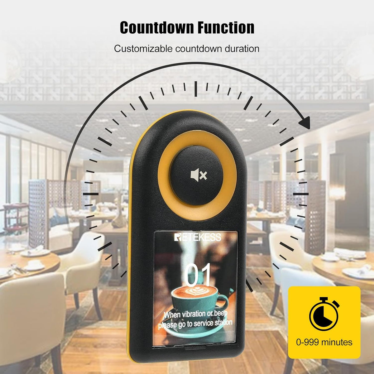 Retekess TD169 Call System Restaurant, Pager System, 500M, Alarm Outside Range, 7 Ringtones, 31 Prompt Modes, 24 Hours Stand By Time, IP67, Calling System Pager for Cafe, Bars, Hotel (20 Pagers) - QUORE