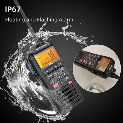 Retevis RM40 Marine radio, IP67 waterdicht, met DSC, GPS, draagbare zwevende radio, VHF Marine transceiver voor redding, kustwacht (zwart, 1 stuk)
