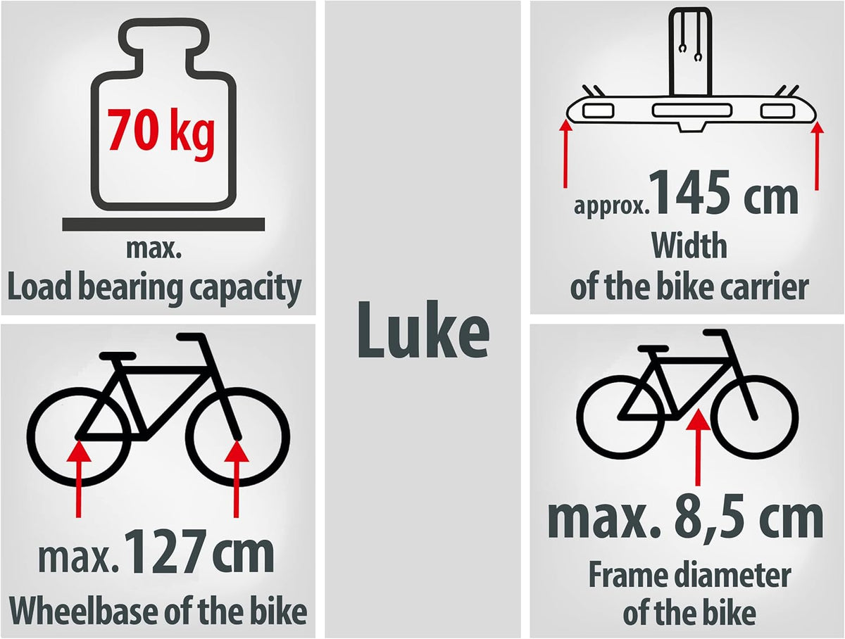 EUFAB 11514 Koppelingsdrager "Luke" voor 4 fietsen,zwart