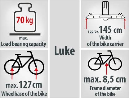EUFAB 11514 Koppelingsdrager "Luke" voor 4 fietsen,zwart